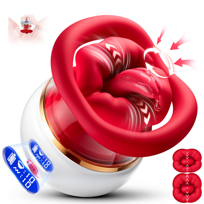 ECXACML Kiss Lover 5-in-1 Rose Sucking Vibrator with Tongue Licking & Vibration