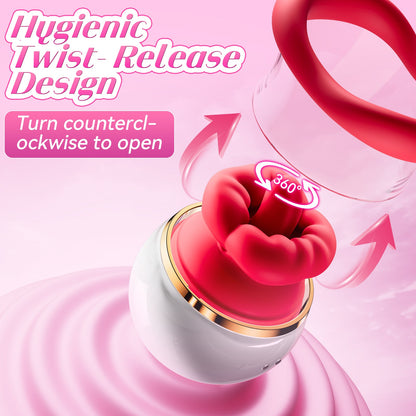 ECXACML Kiss Lover 5-in-1 Rose Sucking Vibrator with Tongue Licking & Vibration