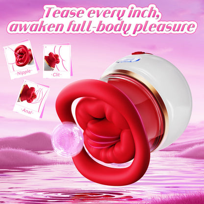 ECXACML Kiss Lover 5-in-1 Rose Sucking Vibrator with Tongue Licking & Vibration